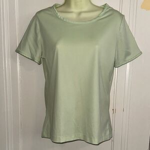 Vintage 70s‎ Jack Winter Mint Green Polyester Short Sleeve Knit Top